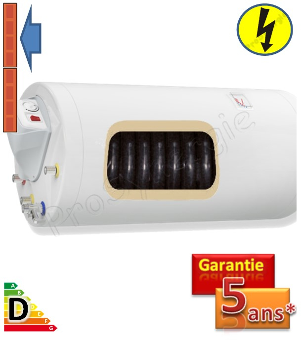 Préparateur mixte ECS horizontal mural 80 à 200 Litres avec 1 échangeur raccordement droite + résistance électrique