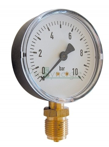 Manomètre à boîtier ABS Secs (-20/+60°C) Ø80mm raccordement radial laiton à visser mâle Ø1/2´´ - 0 à 4 bar