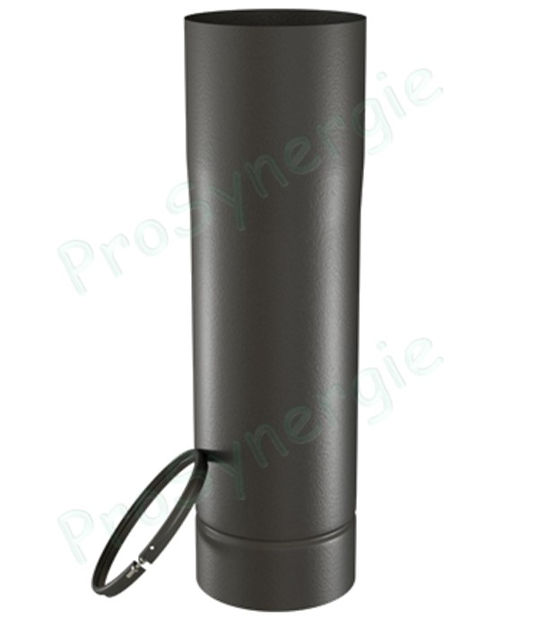 Tuyau de poêle coulissant (dans autre tuyau rétreint +bague blocage) acier 1mm émaillé noir mat Ø 150mm longueur 50cm (de 6 à 36cm utile)