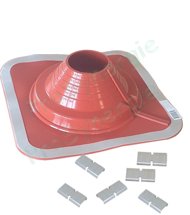 Etanchéité souple SolFlexe Silicone rouge (200 °C maxi) n°5 Ø 108 à 190 mm - Ouverture latérale possible et embase carrée