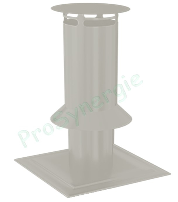 Terminal de cheminée C9 pour conduit Technaflon Ø  60 mm Inox Non laqué Hauteur 40 cm, embase carrée 35x35 cm, + joint d´étanchéité flexible