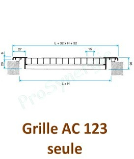 AC 123 F3 - Grille Maille fixes -  800 x 300 mm - Finition alu anodisé  --  DESTOCKAGE
