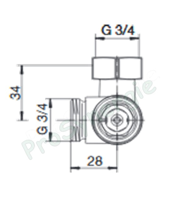 Robinet thermostatisable équerre (monotube/bitube) multiblock T - eurocône Ø M 3/4´´ (+ pastilles)