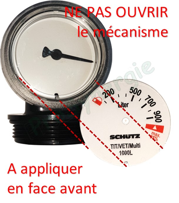 Jauge mécanique à flotteur Ø2´´ (60mm) avec cadrans (750, 1000, 1500 et 2000L)