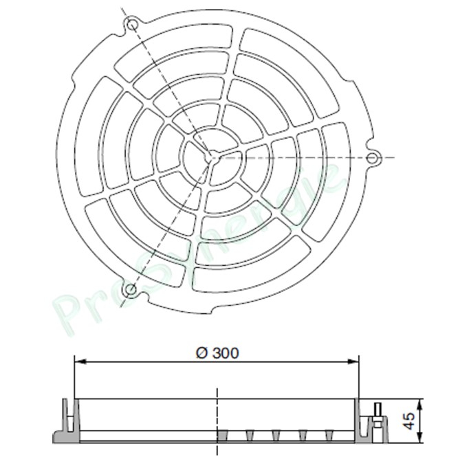 Demi-raccord Fixe de ventilation DN300mm fonte d'aluminium gaine pompier ZAG (avec patte à visser) suivant la norme NF S 61.707