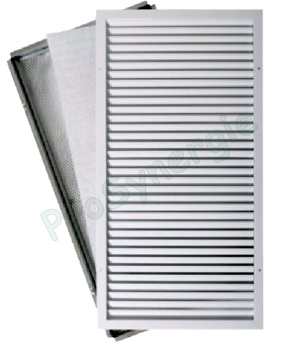 Grille de reprise Alu blanc porte-filtre avec Filtre G2 intégré pour Pompe à Chaleur Air / Air Aldes T.One