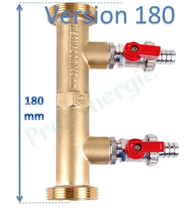 Manchette Mâle Ø 1´´1/2 - remplacement circulateur - avec vannes pour rinçage et désembouage - L 180 mm