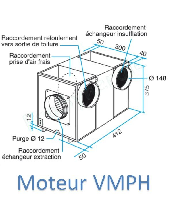 Piquage extraction cuisine Ø150 mm pour VMPH ALDES reliant l´échangeur au réseau bouche cuisine