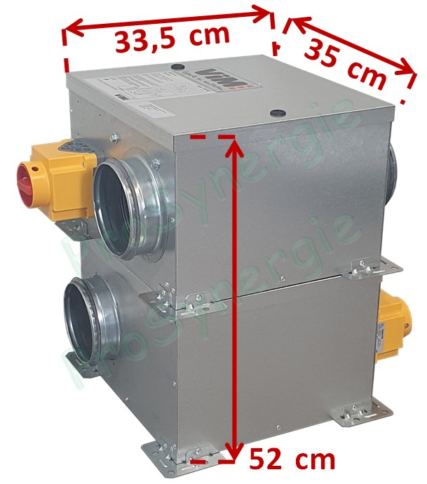 Kit de remplacement Isolé pour motoventilateur VMPH ALDES - 250m3/h à 70Pa (2 caissons KMDT02 isolés 25 mm + adaptateurs Ø150)