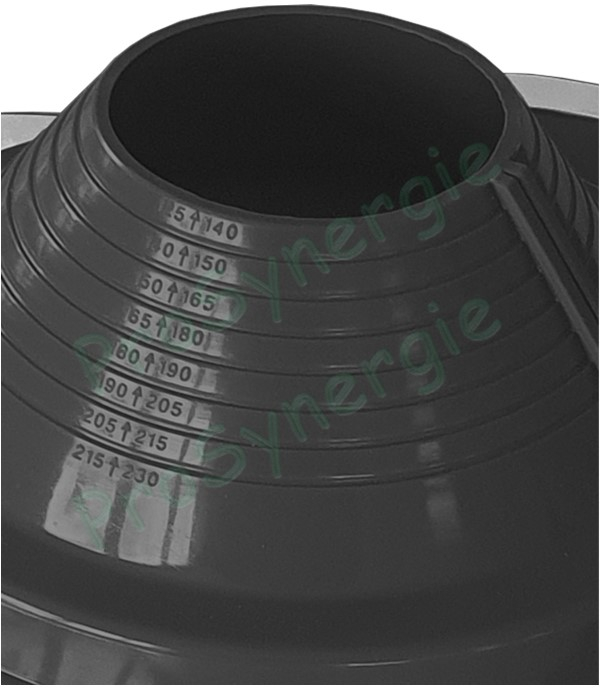 Etanchéité souple SolFlexe EPDM Noir (115 °C maxi) n°6 Ø 125 à 230 mm - Ouverture latérale possible et embase carrée