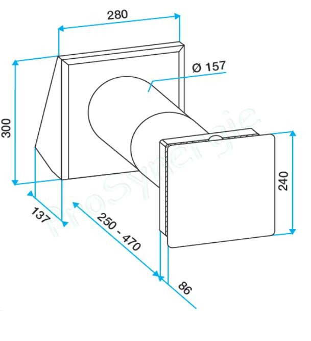 NANO AIR 50 FR - Extracteur insufflateur individuel double flux traversée Long x Øext. 473 à 693 x 160 mm avec échangeur thermique et filtres