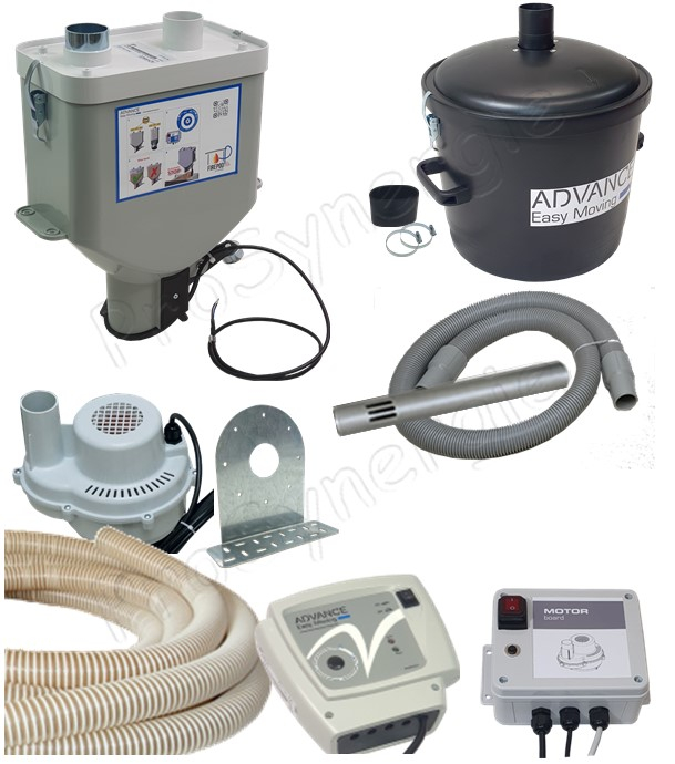Kit Pod Eco+ Poêle & Insert - Transfert pneumatique (granulé / pellet) tube suceur, aspirateur, doseur, contrôleur + coffret protection moteur et pot à poussière