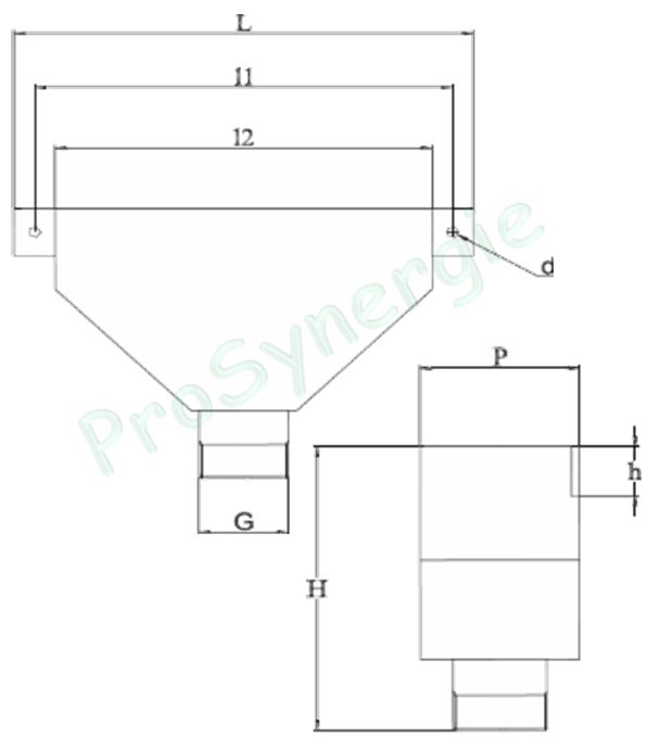 Entonnoir en tôle acier laquée - 400 x 100 mm - Ø 2´´1/2 - Pour soupape de sécurité et soupape différentielle