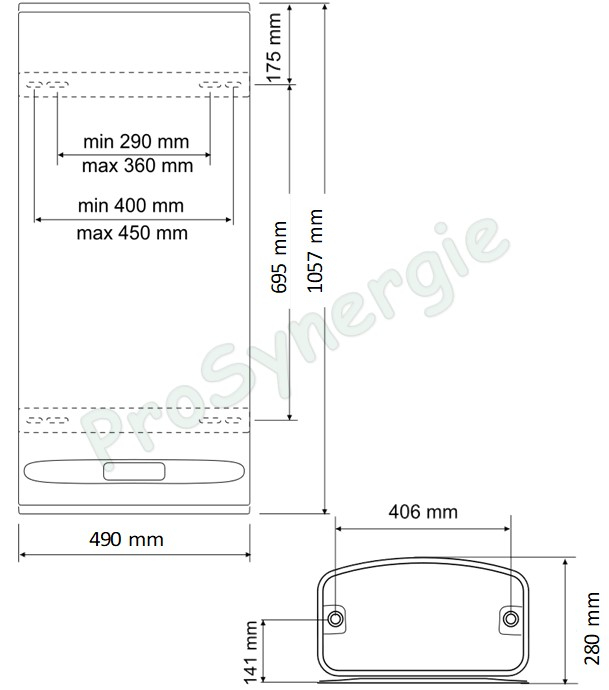 BelliSlimo DRY Cloud 80L - Chauffe eau sanitaire mural (vertical et horizontal) extra-plat 65 litres 230V 1200/2200W connecté classe ERP B - HxLxP = 1053x490x280mm