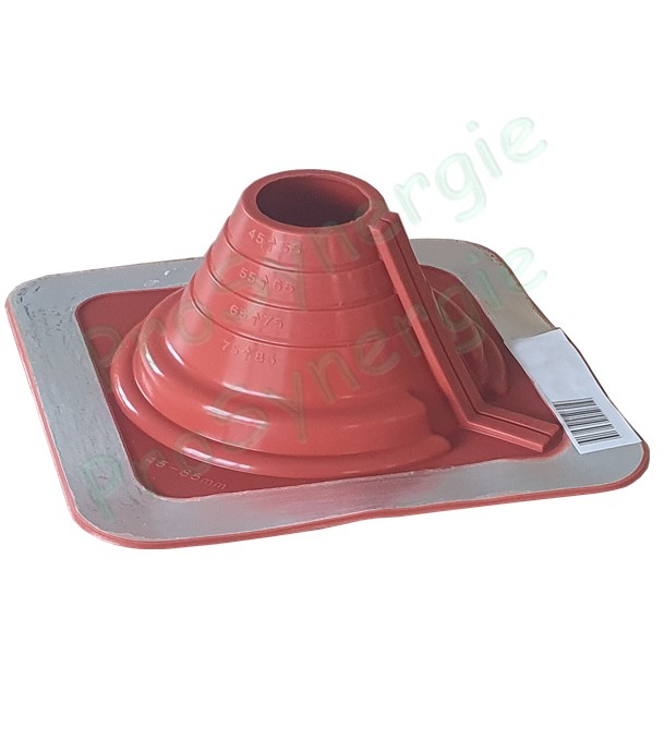 Etanchéité souple SolFlexe Silicone rouge (200 °C maxi) n°2 Ø 45 à 85 mm - Ouverture latérale possible et embase carrée