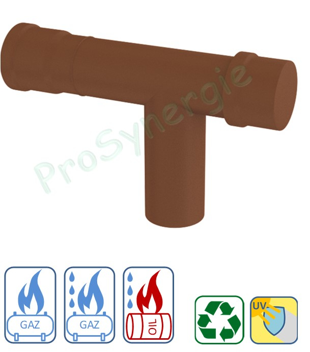Té horizontal  PVDF Technaflon Ø 125 mm avec tampon de visite + joint viton