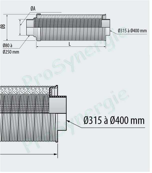 Silencieux circulaire  SIL FLEX Alu - Ø 100 mm - Longueur 50 ou 100 cm