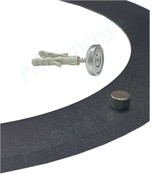 Rosace de finition inox laqué noire RAL9005 (mur ou plafond) Øext. 275mm pour conduit de fumée Ø 150 ou 153mm avec 3 pattes fixation aimantées