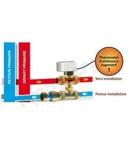 Vanne de zone à sphère 3 voies (moteur 3P 230V) avec Té et raccords 1/2´´