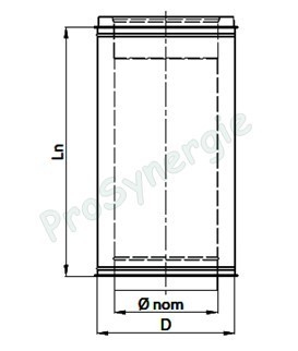 Tuyau Longueur 1 mètre (950 mm utile) Isolé Opsinox Int./Ext. = Inox 304 / 304 - Øint/ext 250/300mm