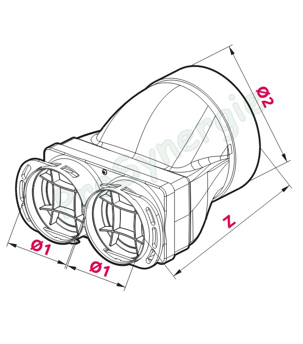 Manchette de répartition horizontale Ø125, bouches Ø75 pour réseaux de ventilation rond type Optiflex