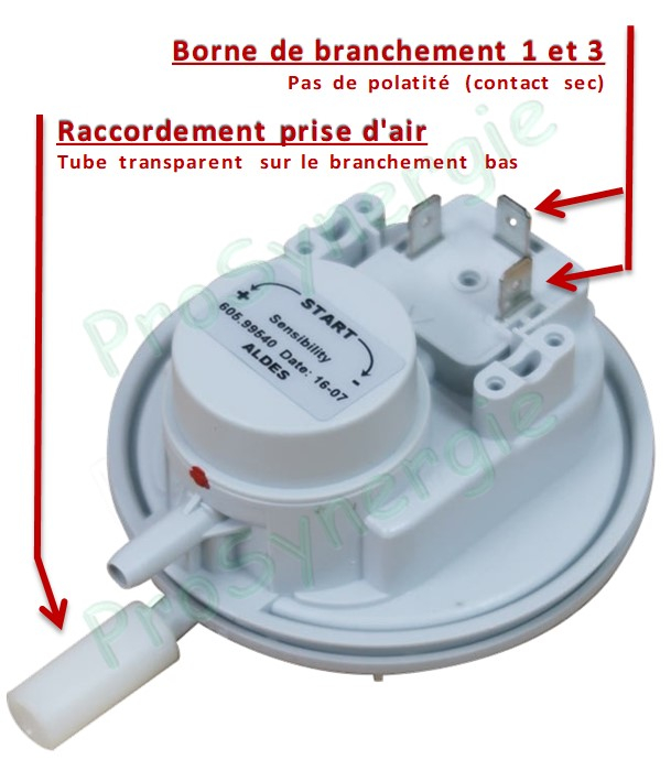 Pressostat mécanique générique 40 Pa compatible pour démarrage de centrale Aldes Axpir