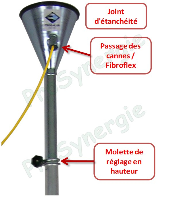 Entonnoir Capte suies vertical Ø 200 télescopique avec trépied et ressort de calage