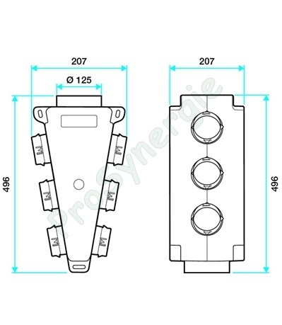 Caisson répartiteur Triangulaire isolé Ø125 + 6x80