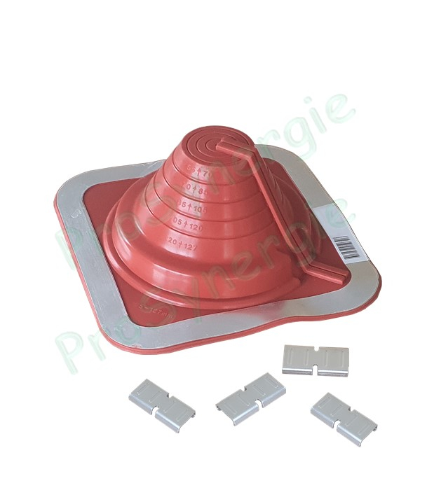 Etanchéité souple SolFlexe Silicone rouge (200 °C maxi) n°3 Ø 5 à 127 mm - Ouverture latérale possible et embase carrée