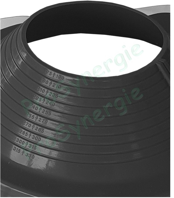 Etanchéité souple SolFlexe EPDM Noir (115 °C maxi) n°8 Ø 175 à 330 mm - Ouverture latérale possible et embase carrée