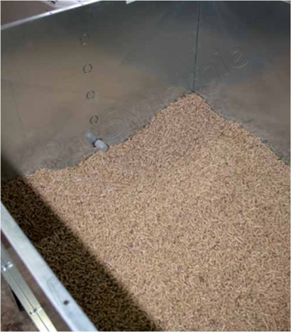 Hoppsilo 900 - Silo galva sur 4 pieds connexion cassette par le dessous - stockage granulés 660 litres (~ 460 kg) - Côté x H = 990 x 1140 mm