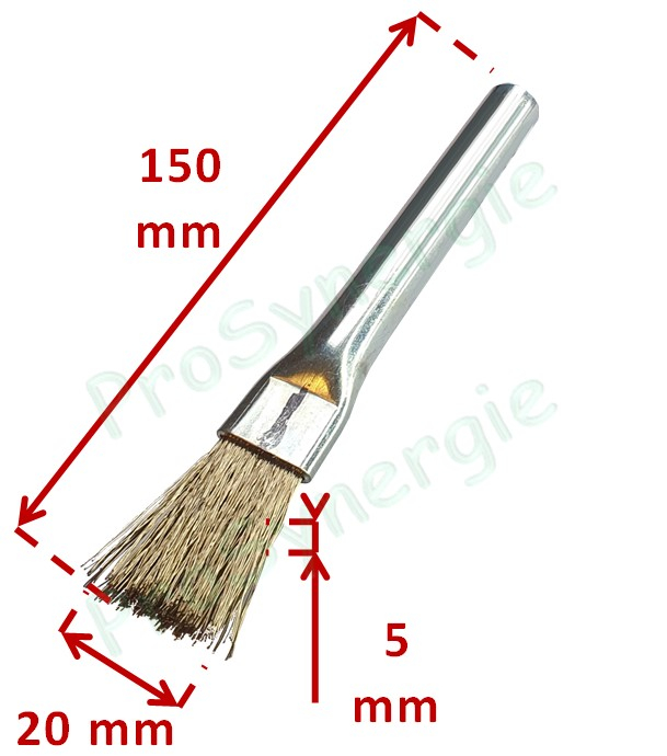 Pinceau laiton sur tube Ø 13mm - Longueur 150 mm - Brosse 20 x 5 mm