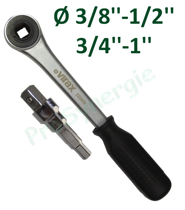 Clé étagée pour écrou prisonnier radiateur Ø 3/8-1/2-3/4-1´´ avec Cliquet 1/2´´ femelle