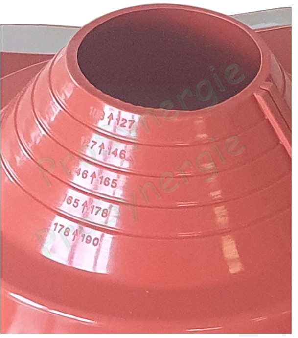 Etanchéité souple SolFlexe Silicone rouge (200 °C maxi) n°5 Ø 108 à 190 mm - Ouverture latérale possible et embase carrée