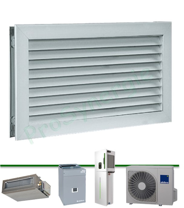 Grille de transfert aluminium montage sur cloison ou porte pour Aldes T.One