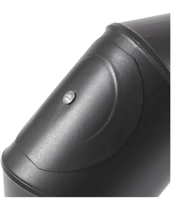 Coude 90° Acier émaillé noir mat, avec Porte de visite, Ø 180 mm pour tuyau de poêle Standard, 2 coudes = dévoiement 34 cm, hauteur utile 34 cm