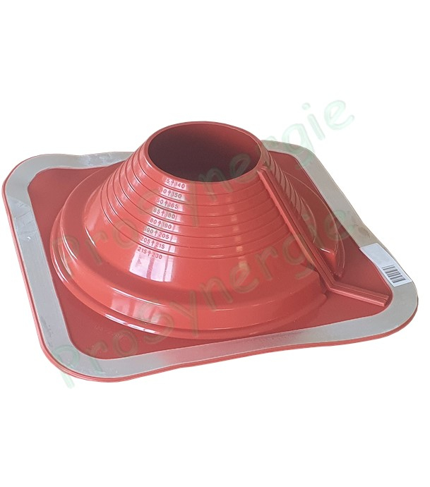 Etanchéité souple SolFlexe Silicone rouge (200 °C maxi) n°6 Ø 125 à 230 mm - Ouverture latérale possible et embase carrée
