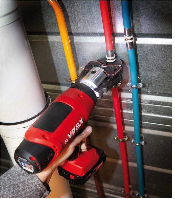Sertisseuse Viper M2X Virax - Coffret 2 batteries 18V et chargeur avec Minipinces V 12-14-16-18-22 - Capacité maxi métal 28 mm et composites 40 mm