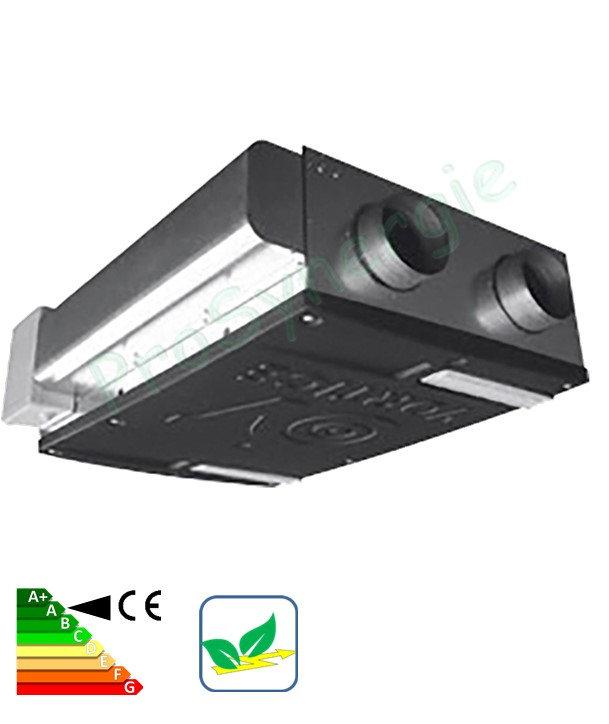Phantom 400 - VMC Double-flux basse consommation 300 m3/h, en faux-plafond, 4 piquages Ø150 mm, programmable, alimentation 230 V,165 W max., trois vitesses de fonctionnement