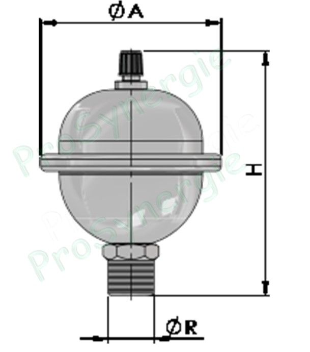 Anti-Bélier 0.16 litres - Vases sanitaires Inox ACS pour eau potable froide ou chaude - Série Inox-Pro (Gitralinox) - Raccord MØ1/2''
