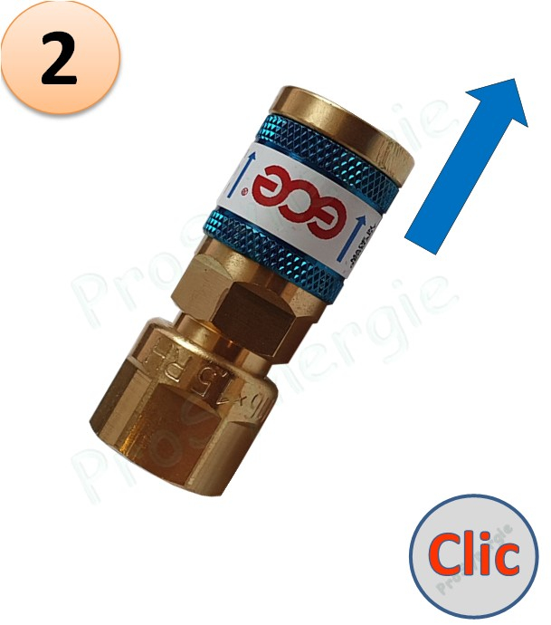 Raccord rapide Clapet anti-retour Iso Femelle Stoptac - Montage Détendeur - Oxygène - Entrée M16x1,5 (droite) - Sortie Iso Femelle
