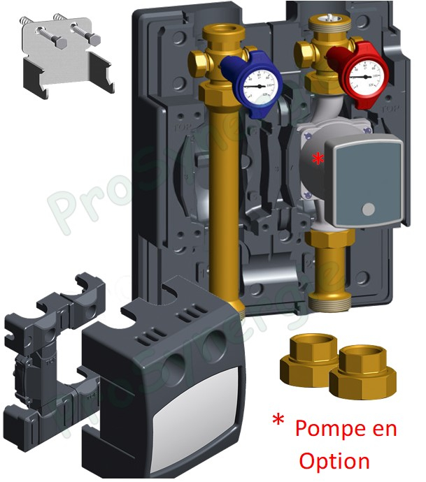 Module hydraulique isolé +fixation FLOWBOX HKM DN25 raccordement ØF 1´´