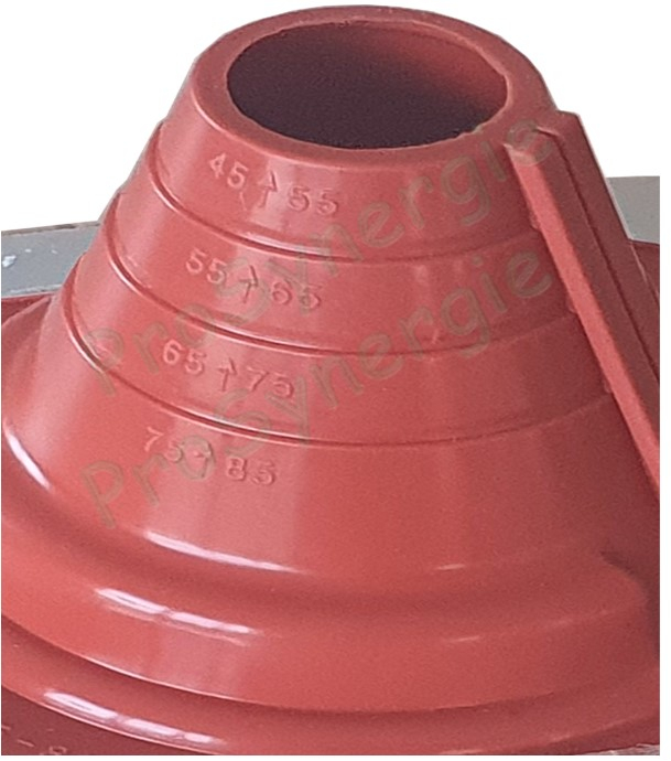 Etanchéité souple SolFlexe Silicone rouge (200 °C maxi) n°2 Ø 45 à 85 mm - Ouverture latérale possible et embase carrée