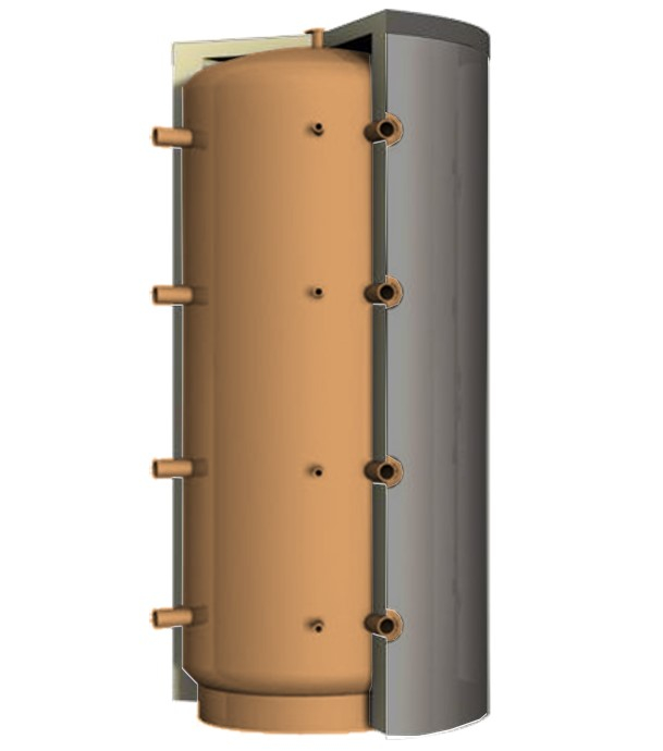 Ballon tampon acier 1000L Isolation ép. 100mm + enveloppe PVC - 8 piquages latéraux 1´´1/2 - Ø990 & Haut. 2039mm