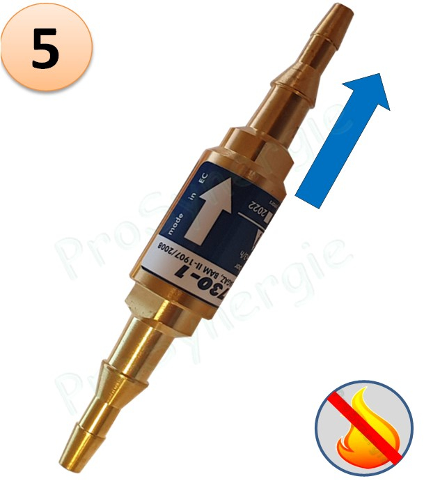 Raccord anti-retour pare flamme SafeGuard 2 - Montage Tuyau - Oxygène - Entrée Tuyau 6-10 - Sortie Tuyau 6-10