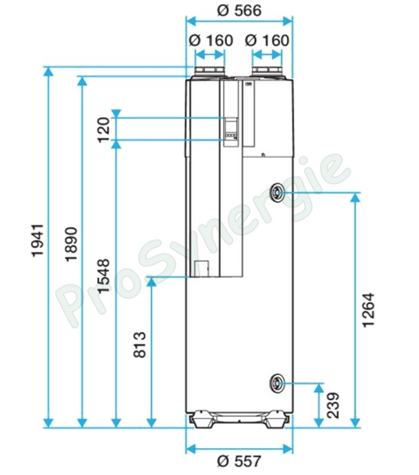 Chauffe eau Thermodynamique (groupe VMC intégré) B200 FAN T.Flow Hygro+ modèle connecté