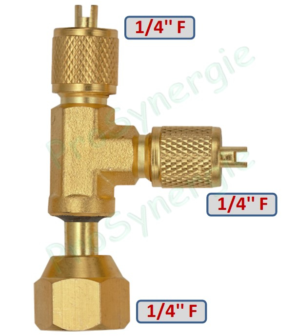 Té de service à écrou tournant Mâle 1/4'' SAE - Mâle 1/4'' SAE - Femelle 1/4'' SAE