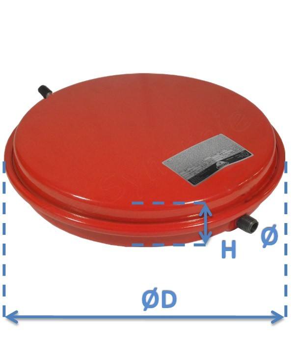 Vases d´expansion chauffage circulaires plats série 522L Ø 416mm (8 Litres)