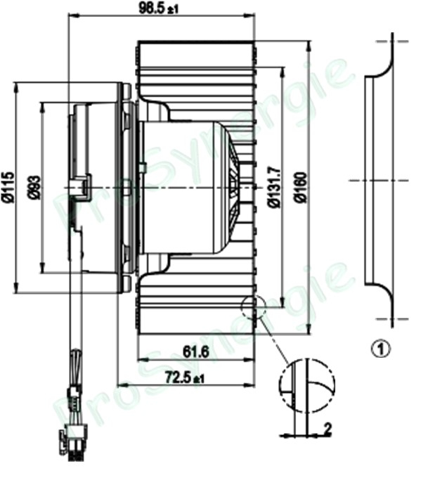 Moto-turbine EC 230Vac 50/60Hz 95W ventilateur à action Ø 160mm avec moteur à rotor extérieur EBM Papst