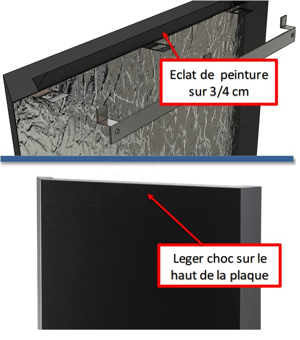 Plaque murale de protection (arrière du poêle) laqué noir (RAL 2100 sable) largeur x hauteur = 860 x 1200 mm - isolée en laine de roche avec lame d´air  - Destockage